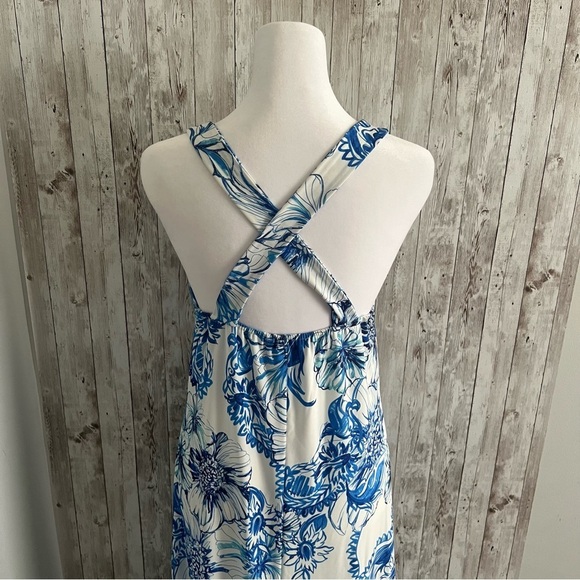 Boston Proper Blue and White Floral Criss Cross Maxi Dress Small - Picture 3 of 6